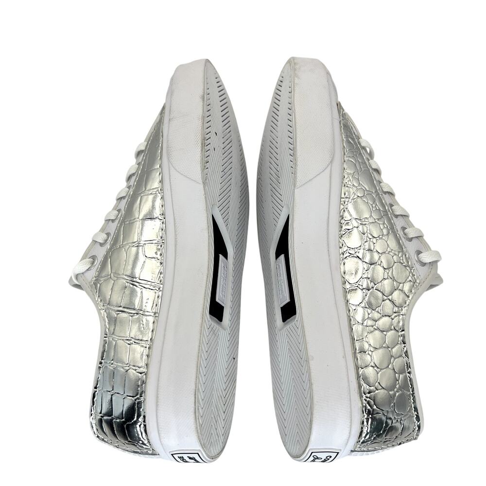 Converse X Jack Purcell Vintage RARE White Leather Croc Embossed Silver Sneakers - Picture 5 of 9